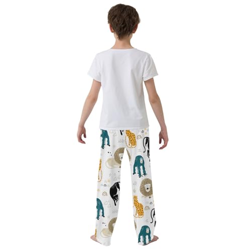 ZZXXB Lovely Lion Orangutan Boys Long Pants Soft Trousers Elastic Waist Kids Lounge Bottoms with Pockets S-XL3