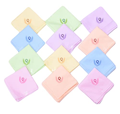 Image of ANTONIA Personalized Cotton Women's Handkerchiefs with Embroidered Initials, Assorted Colours (33 cm x 33 cm)