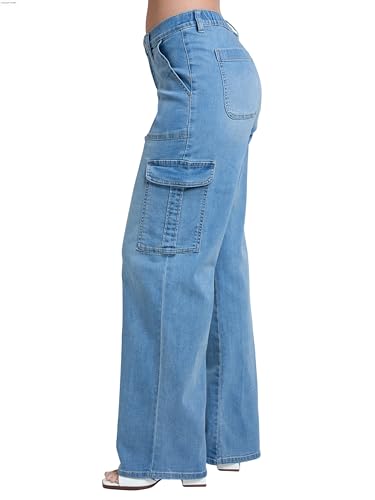 YMI Women´s Elastic Waist Straight Leg Cargo Jean2