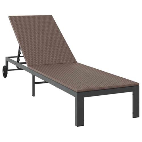 vidaXL Tumbona 1-Persona Marrón 206 x 62.5 x 74 cm ratán sintético, Sofá de Jardín y Terraza, Chaise Longue Moderna, Muebles de Rattan, a Prueba de Climas, Relajarse