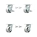 Semi Steel Cast Iron Swivel Top Plate Caster Set 4 w/4" x 2" Silver Wheels-Includes 2 Swvl with Brakes and Bolt on Swvl Lcks&2 Swvl with Bolt on Swvl Lcks-4000 lbs Total Cpty-Service Caster Brand