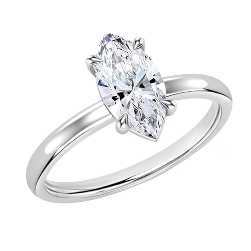 Dazzlingrock Collection 1.00 Carat (cttw) Marquise Cut Cubic Zirconia Solitaire Engagement Ring for Women in 925 Sterling Silver