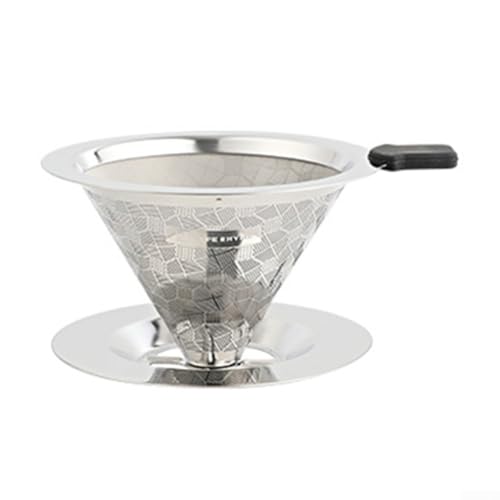 Taza de filtro de café de acero inoxidable con soporte, 1 pieza de filtro de goteo manual para 1-2 personas, estilo de goteo de papel, separación eficaz de suelos, preparación casera y de viaje