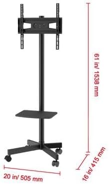 Happybuy Mobile TV Stand, Cart for 23-60 inch TVs, Height Adjustable with Wheels & Tray for AV Devices, Rolling TV Stand with Mount for Bedroom/Living Room