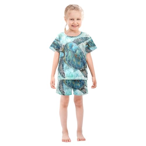 Sea Turtle Kids Pjs Set Boys Girls Summer Short-Sleeve Sleepwear Pajamas 2PCS3