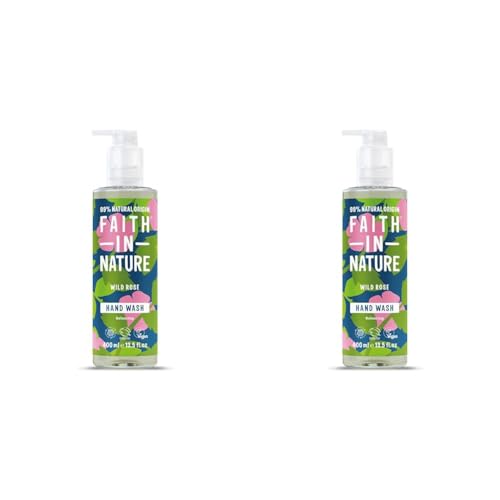Faith In Nature Natural Wild Rose Hand Wash, Restoring, Vegan and Cruelty Free, No SLS or Parabens, 400 ml (Pack of 2)