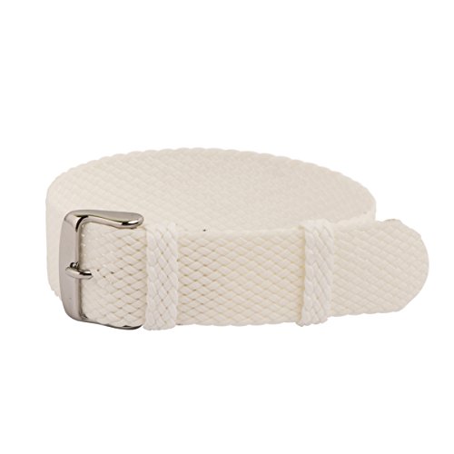 Clockwork Synergy - Perlon Watch Strap Braided Nylon Band (16mm, White)