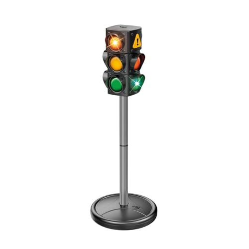 alldoro 60232 - Semáforo para niños con luz y sonido, funciona con pilas, con 2 modos de luz, base rellenable, 70 cm de alto