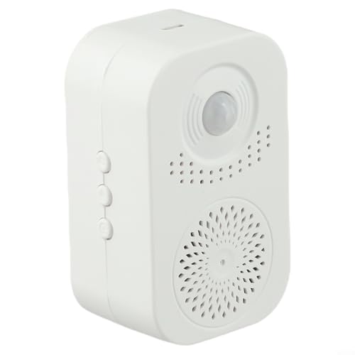 Wlinfetity Sonnette de bienvenue avec détecteur de mouvement et lecteur audio enregistrable pour les entrées de magasin, d'usine ou d'entreprise, ABS blanc...