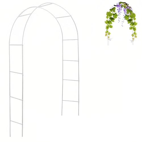 Arco de jardín de 2,4 m/7,8 pies con Marco de Metal, cenador de pérgola de Enrejado de Arco Alto para Plantas trepadoras de vides de Rosas, cenador de jardín de