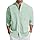 Friptspyg Camicia da Uomo in Cotone e Lino, a Maniche Lunghe, vestibilità Normale, Estiva, con Colletto Alto, per Il Tempo Libero, con Tasca, Verde Menta S