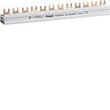 Polzahl=4 Hager KDN463A Phasenschiene 4P 63A 10qmm 12 Einh.Gabelanschluss isoliert grau