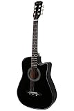 JUAREZ Engineered Wood Acoustic Guitar, 38 Inch Cutaway, JRZ38C/BKNA Black