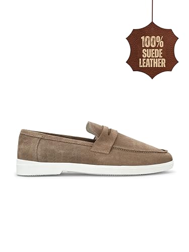 Image of Men Suede Leather Loafers with Bow - Cushioned Comfort, Durable Sole & Everyday Luxury