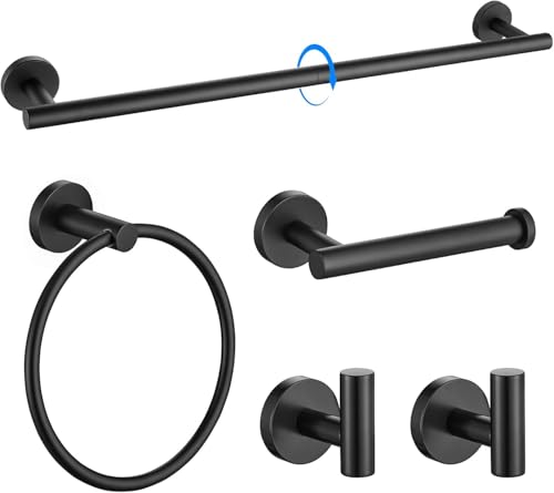 Opiniones de Baños capri monterrey para comprar hoy. 50 PThink Juego de Accesorios de Baño 5 Piezas – Toallero Barra Extra Largo 60 cm + Anillo + Portarrollos + 2 Ganchos – Acero Inoxidable SUS304, Montaje en Pared (5, Negro Mate)