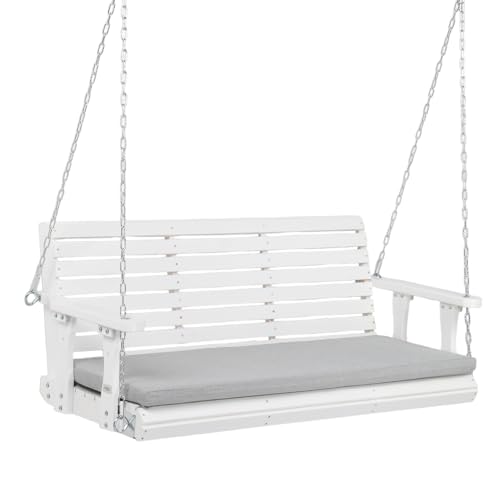 Image of VINGLI 5 FT Heavy Duty Porch Swing with Cushion, 880 LBS Wooden, White