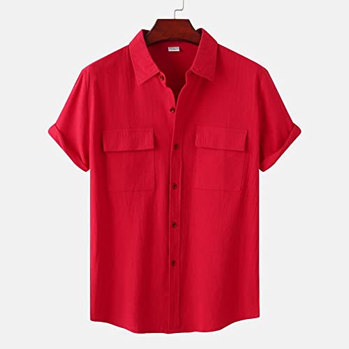 Chemise de plage de style hawaïen rouge en coton pour des vacances sous les tropiques