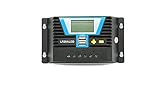 WATTSTUNDE Solar Laderegler 20A LR20ALCD mit Dual USB-Anschluss und LCD-Anzeige für 12V / 24V (LR20A LCD)