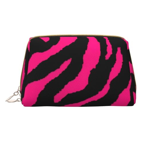 Bolsa de almacenamiento de piel con cremallera, diseño de cebra, tigre, leopardo, color rojo, White, Talla única