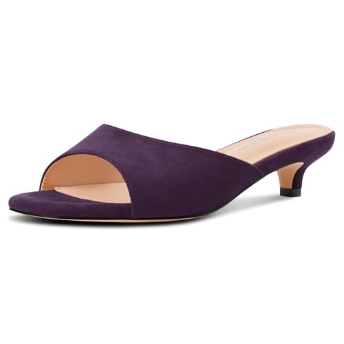 TNYNFBEB Womens Low Kitten Heel Peep Open Toe Sandals Mules Shoes Slip-on Slingback Party Prom Cute Dress 1.4 Inches Heels