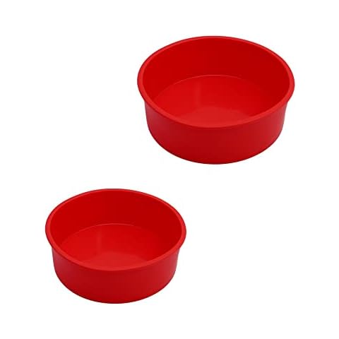 nuumee Pack of 2 Nonstick Silicone Cake Tins for Baking,4 Inch and 6 Inch Round Quick Release Silicone Baking Tins for Layer Cake, Cheesecake, Rainbow Cake and Chiffon Cake Cover