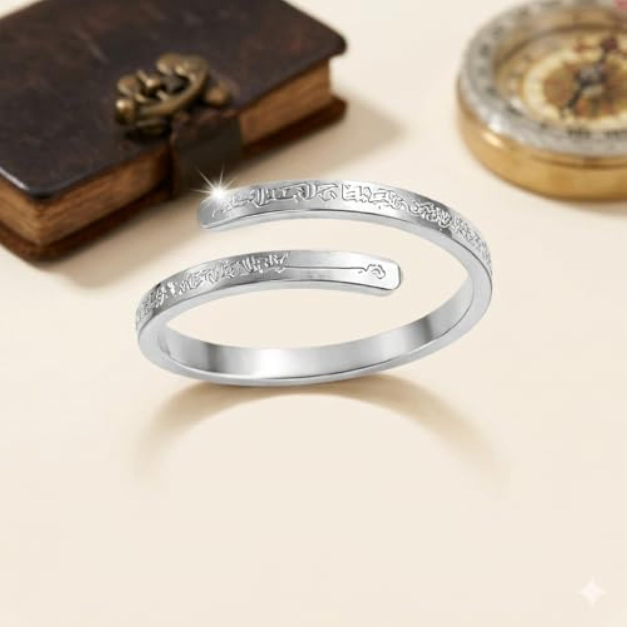 Silver Plated Adjustable Open Ring, Minimalist Wrap Band