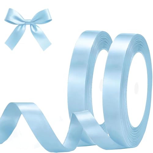 2PCS Ribbon for Gift Wrapping 10mm Wide Blue Ribbon 22M Thick Fabric Gift Wrap Ribbons for Crafting Halloween & Christmas Wedding & Valentines Day Decoration