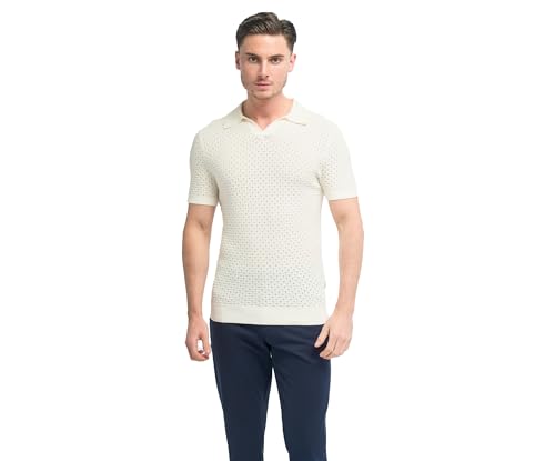 Polo en tricot respirant en coton avec col en V élégant pour homme