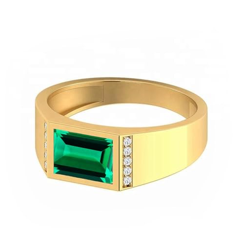 10K 14K 18K Solid Gold Men's Gemstone Ring Custom 2-5CT Emerald Cut Gemstone Ring for Men Anniversary Birthday Luxury Jewelry Gifts for Him Ring Size 4-163