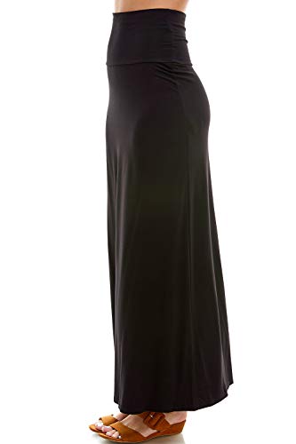 Azules Women'S Rayon Span Maxi Skirt - Black,X-Large3
