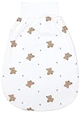 TupTam Baby Strampelsack mit breitem Bund – Unwattierter Schlafsack Baby aus Baumwolle für Frühling & Sommer, Farbe: Teddy_Sterne_Mond, Größe: 6-12 Monate