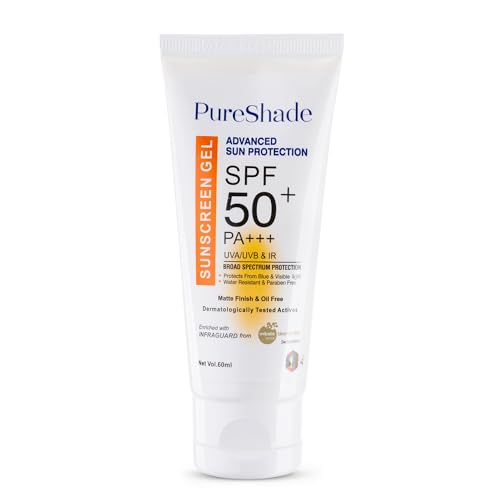 Image of Pureshade Sunscreen Gel for Normal Skin | SPF 50+ | PA +++ | UVA /UVB & IR Broad Spectrum Protection | Non Greasy And Oil Free Formulation | Matte Finish & Oil Free | 60 Ml - Pack Of 1 |