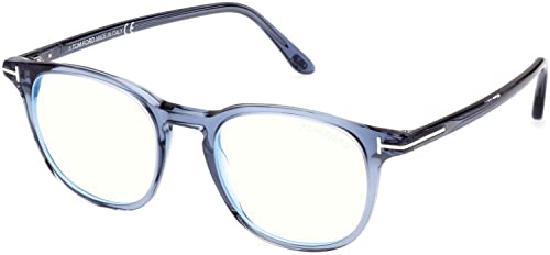 Image of Tom Ford Eyeglasses FT 5832 -B 090 Shiny Transparent Blue, t Logo /Blue Block