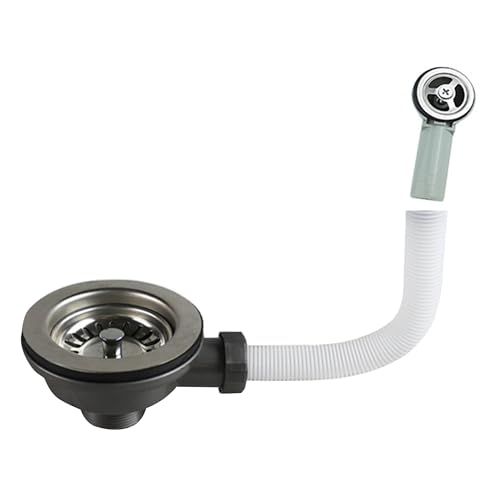 Kitchen Sink Waste Kit 114mm Sink Overflow Kit Stainless Steel Sink Waste Fittings Round Sink Overflow Pipe Kitchen Sink Drain for Kitchen Sink Cabinet Drainage Accessories