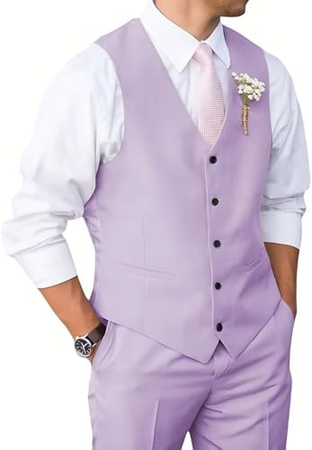 Men's Mens 2 Piece Vest and Pants Set Suits Set Grooms Tuxedos Formal Business Wedding Prom Party Suit