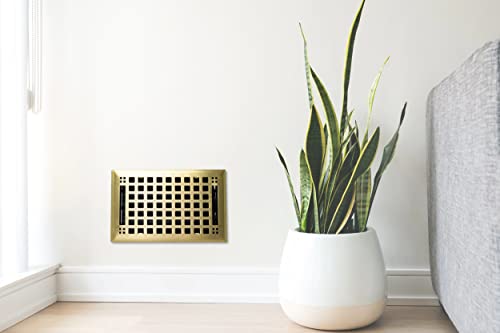 Madelyn Carter Contemporary Artisan Style Vent Cover, Solid Cast Steel Interior, Controls Air Flow, 2 x 10 inches (Overall Face: 3.625 x 11.375 inches), Brushed Brass - Thumbnail 3