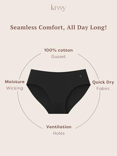 Image of Krvvy Low Waist Mid Coverage Seamless Bikini Panty for Women | Ultrasoft Underwear with 100% Cotton Gusset & Ventilation Holes