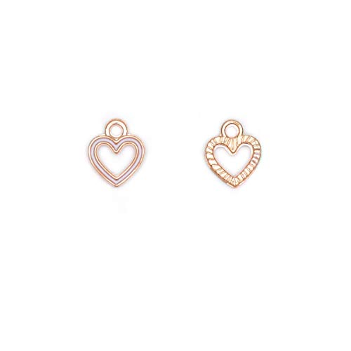 Image of VIDRIO Pack of 80 Heart Circle White Enamel Charms Gold Plated Colored Pendants Hawaii Style Accessories for Necklace Bracelet Jewelry Making DIY Crafting