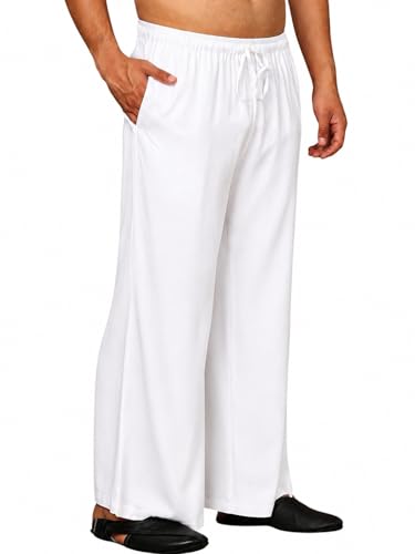 See Designs Store See Designs Men's Solid Wide Fit Rayon White Pyjamas - Image 2