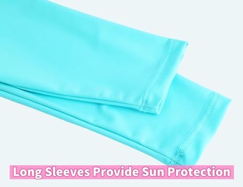 Image of Snowheart Girls Rash Guard Sets Long Sleeves Swimsuit 2 Pieces Tankini Bathing Suit Swimwear for Girls 3-12 Years Blue Tie Dye