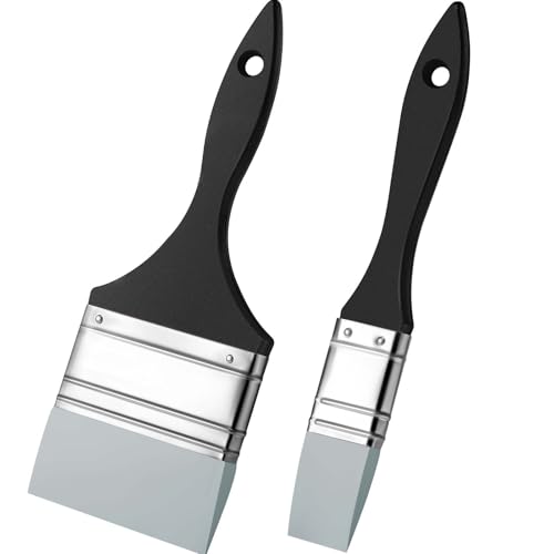 2 Pieces Silicone Painting Brush Color Shapers for Painting Color Shaper Tool Pointed Edged Solid Flat Flexible and Water Based Painting Tool for Move Remove Acrylic Paints (1 Inch, 3 Inch)