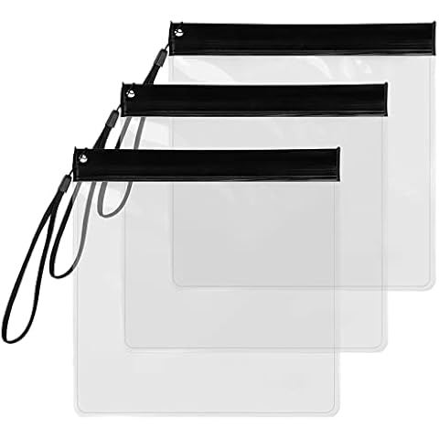 LIAMERHE 3PCS Reusable Clear Travel Toiletries Bags Airport Security Approved Liquids Bags 1L 20x20cm Waterproof Leakproof Clear Travel Makeup Bags Cosmetic Bags with Handle Cover