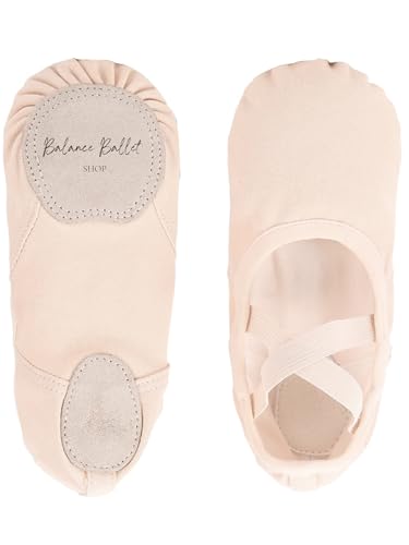 Pro Canvas Ballet Shoes – Split Sole, Stretch Canvas, Pre-Sewn Elastic, Lightweight for Girls, Women & Teens Pink