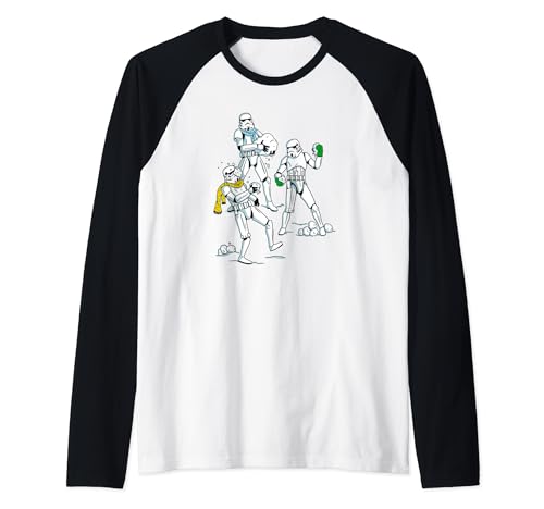 T-shirt Star Wars de Noël haut Stormtrooper snowball fight baseball raglan homme