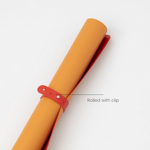 Image of Reversible Desk Mat 90x45 CM - Large Vegan Leather Office Desk Pad | Mouse Pad for Work from Home & Office | Anti-Slip Leather | Waterproof, Splash-Proof Desk Accessories (Orange & Red)