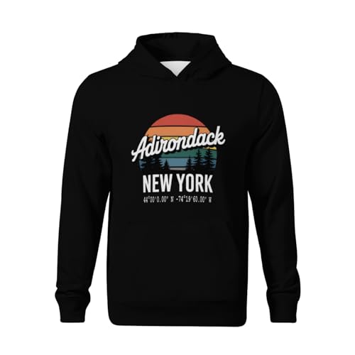 Kids Adirondack Park New York with GPS Location Boys Girls Lightweight Kangaroo Pocket Fleece Hoodies2