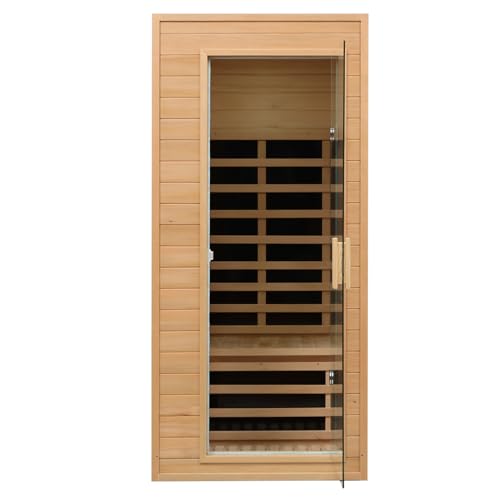 Kanlanth 1 Person Infrared Sauna, Low EMF FAR Infrared Saunas for Home, 1200 watt Canadian Hemlock...