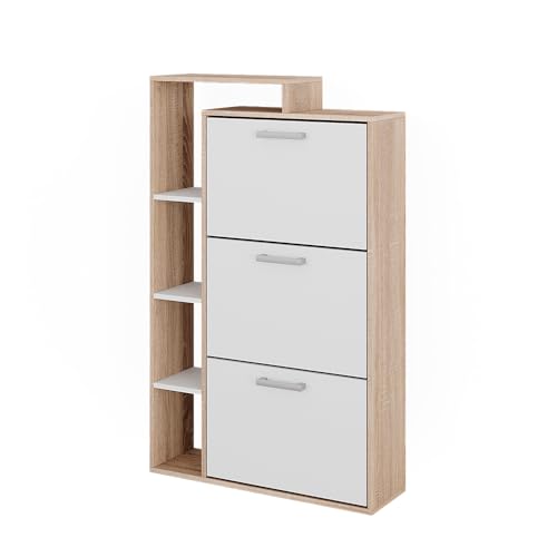 Vicco Schuhkommode Orlando, Weiß/Sonoma, 80 x 128.3 cm mit...