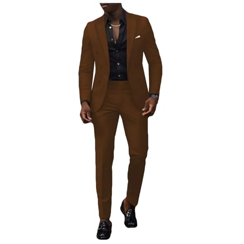 Men's Suit Set 2-Piece Double Breasted Work Solid Business Formal Occasions Dress Wedding Blazer+Pants
