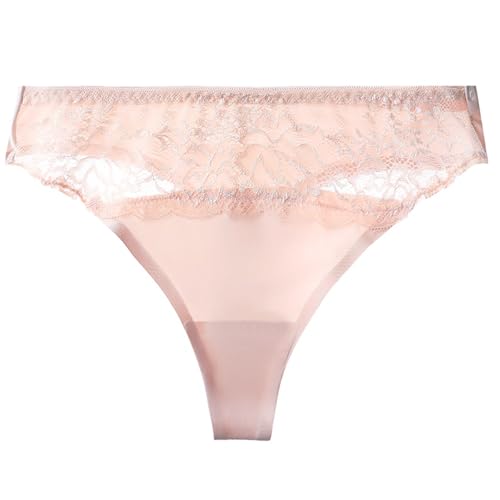 Akklian Womens Underwear Lace Trim T-Back Thongs Smooth Silky Panties Bikini Breathable Lingerie Sexy Low Waist Sheer Briefs